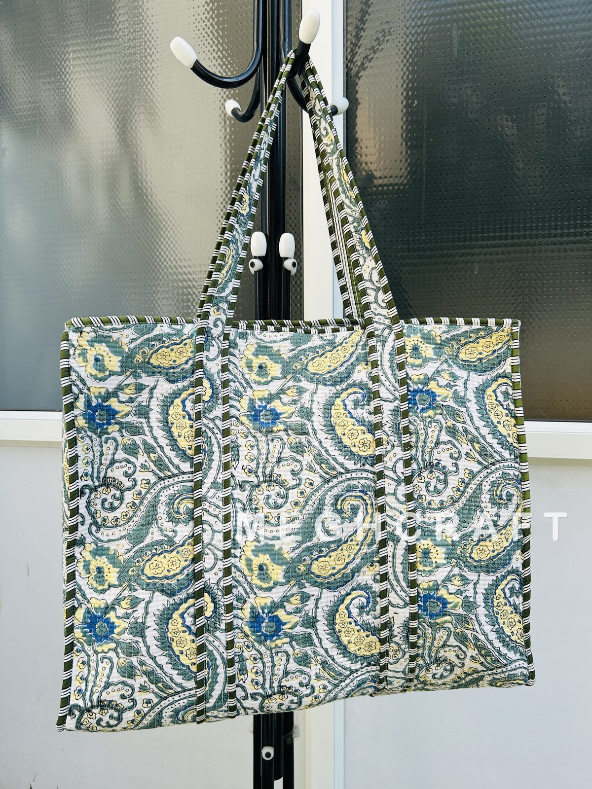 Paisley Cotton Quilted Tote Bag