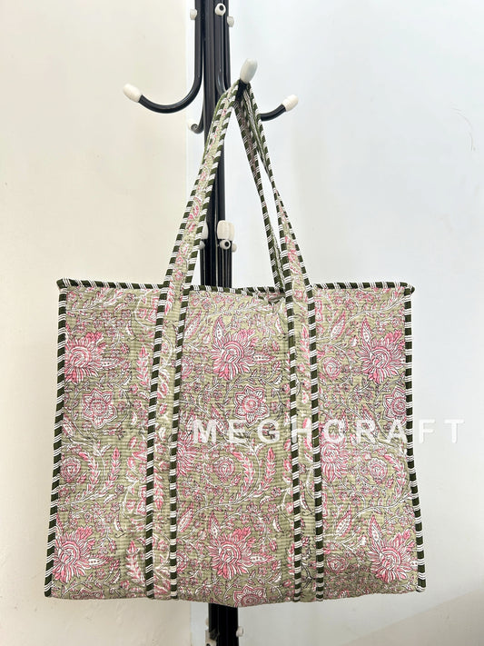 Cotton Quilted Shopping Bag Handmade