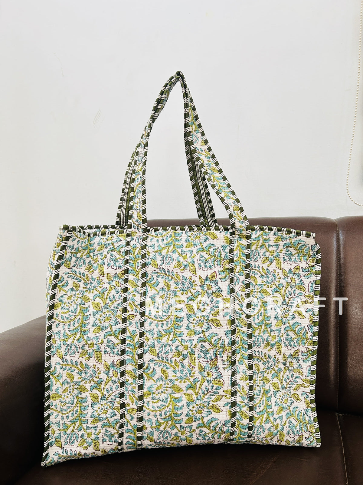 Handcrafted Cotton Quilted Tote Bag