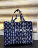 Indigo Cotton Quilted Tote Bag
