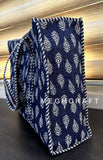 Indigo Cotton Quilted Tote Bag
