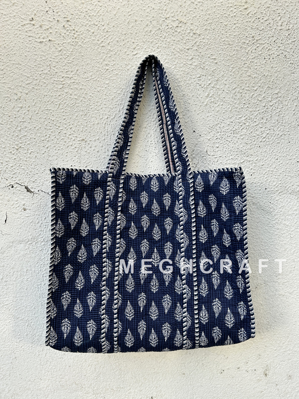 Indigo Cotton Quilted Tote Bag