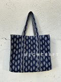 Indigo Cotton Quilted Tote Bag