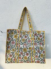 Handcrafted Cotton Quilted Tote Bag