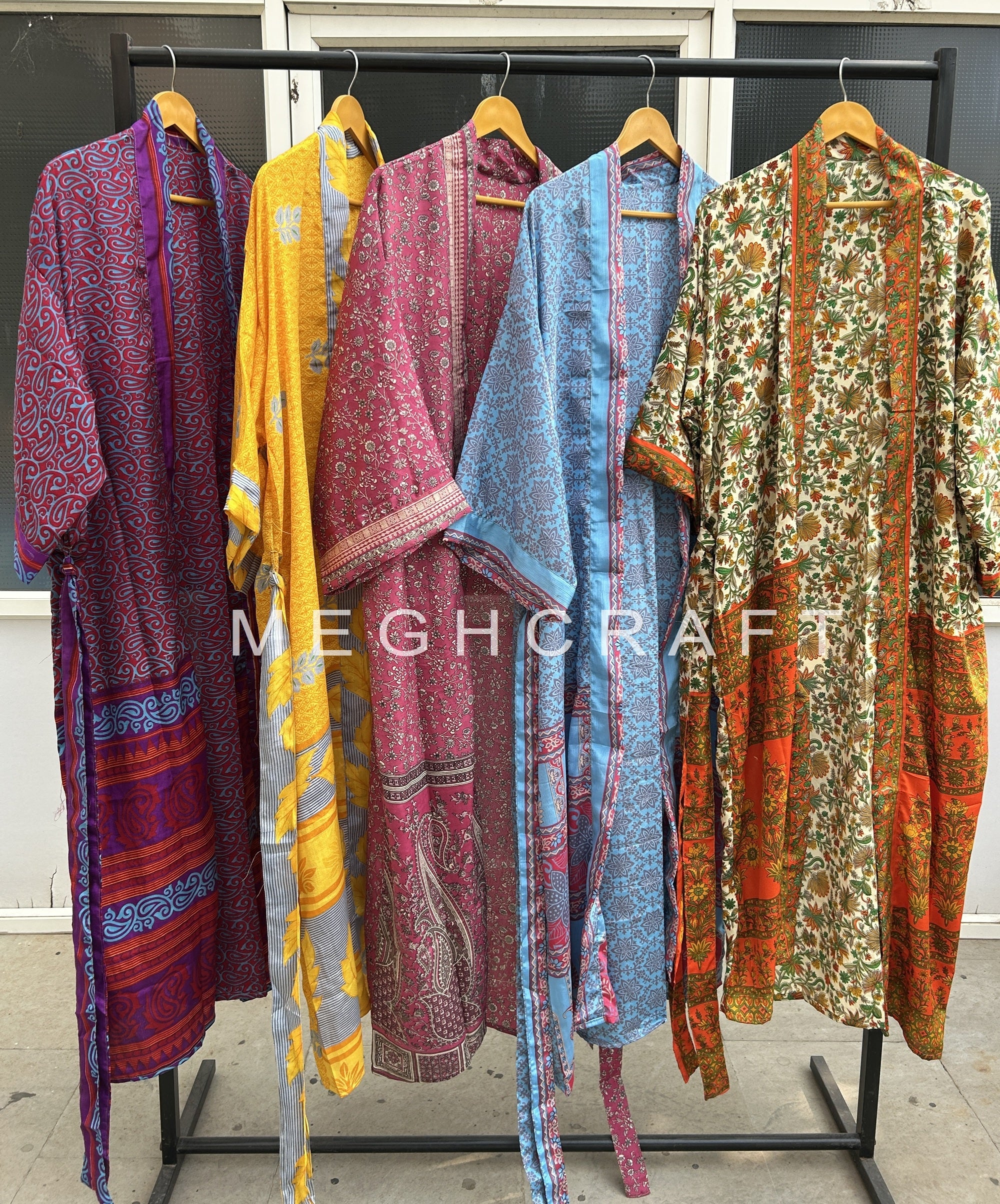 Wholesale Indian Vintage Silk Sari Kimono Robe