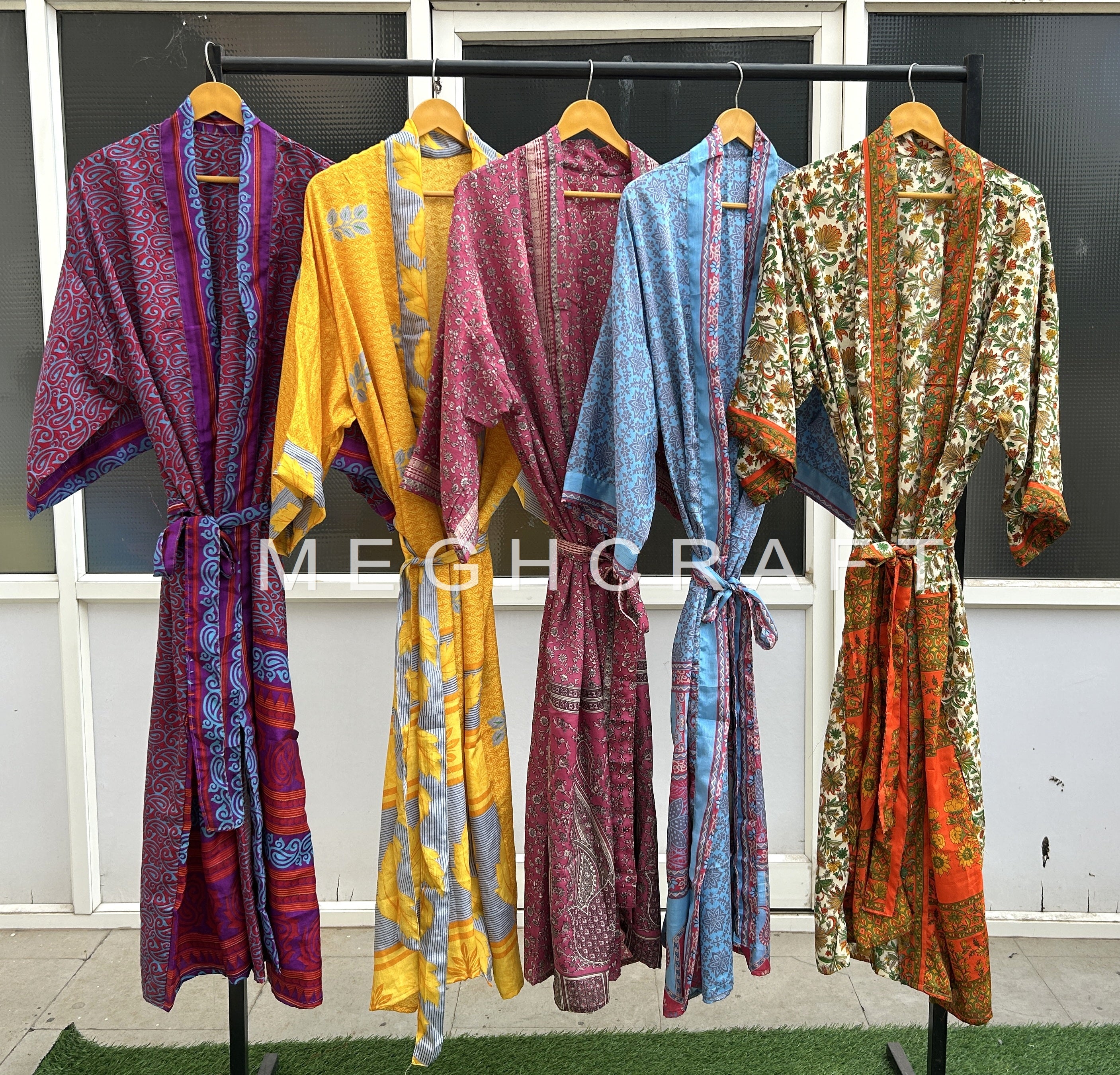 Wholesale Indian Vintage Silk Sari Kimono Robe