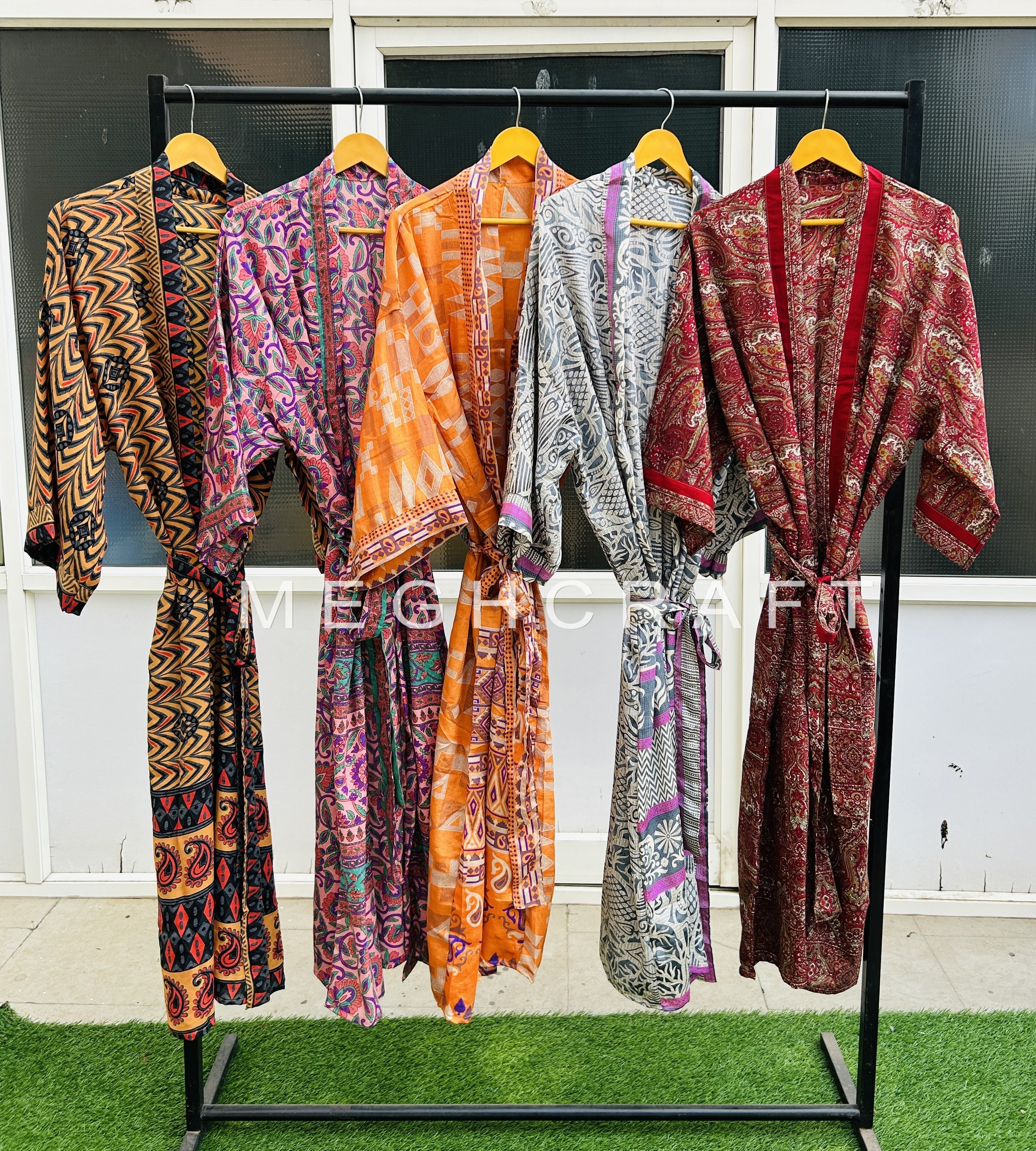 Wholesale Indian Vintage Silk Sari Kimono Robe