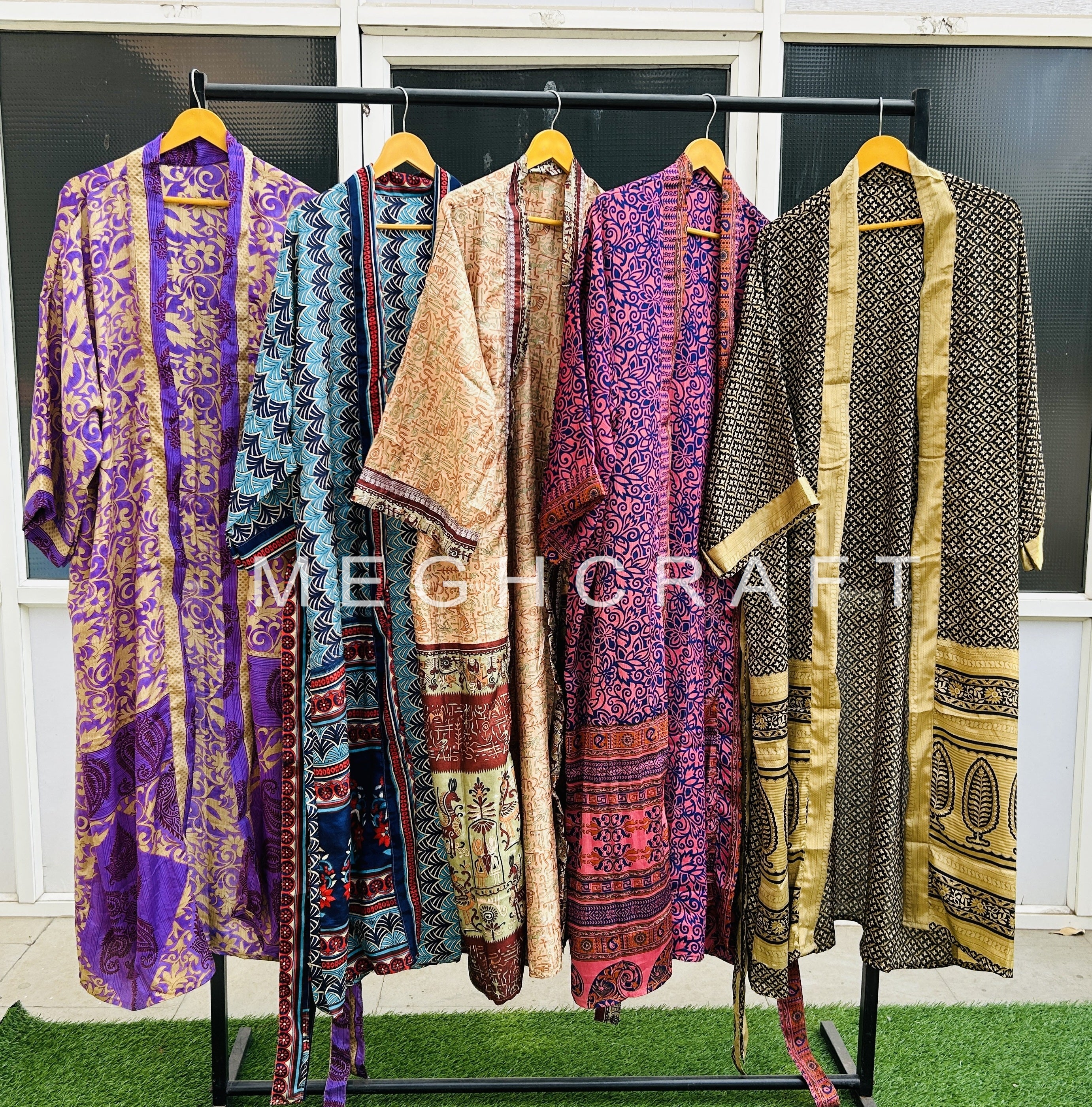Wholesale Indian Vintage Silk Sari Kimono Robe