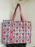 Floral Cotton Quilted Tote Bag