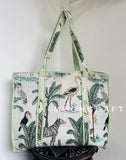 Tropical Themed Cotton Quilted Tote Bag