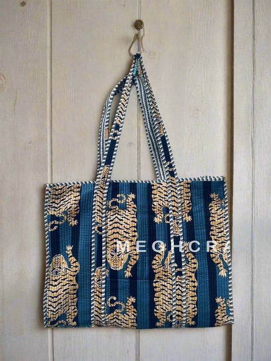 Exclusive Tiger Cotton Quilted Tote Bag