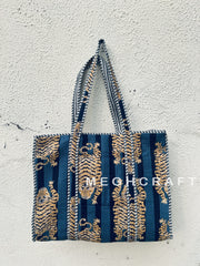 Exclusive Tiger Cotton Quilted Tote Bag