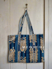 Exclusive Tiger Cotton Quilted Tote Bag