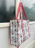Paisley Print Cotton Quilted Tote Bag