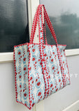 Paisley Print Cotton Quilted Tote Bag