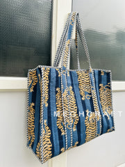 Exclusive Tiger Cotton Quilted Tote Bag