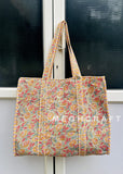 Floral Cotton Quilted Tote Bag