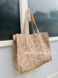 Floral Cotton Quilted Tote Bag