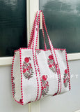 Block Printed Cotton Quilted Tote Bag