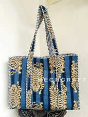 Exclusive Tiger Cotton Quilted Tote Bag