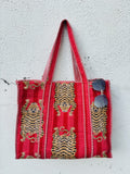 Tiger Cotton Quilted Tote Bag Red