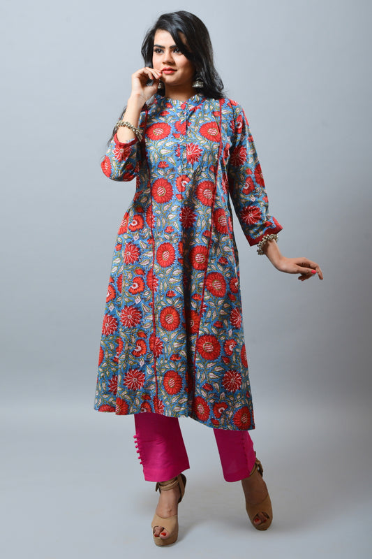 Floral Print Cotton Kurti