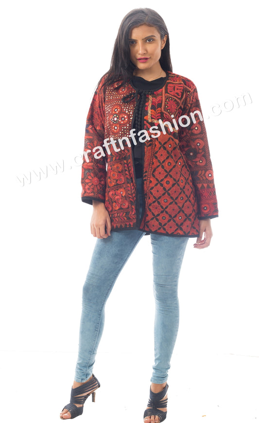 Veste patchwork brodée Kutch