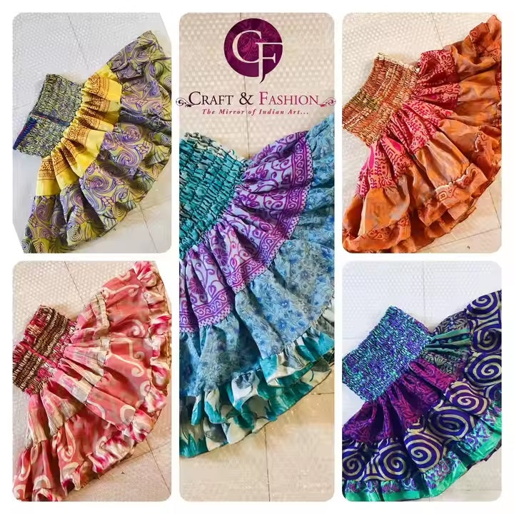 Wholesale Recycled Vintage Silk Sari Mini Skirt