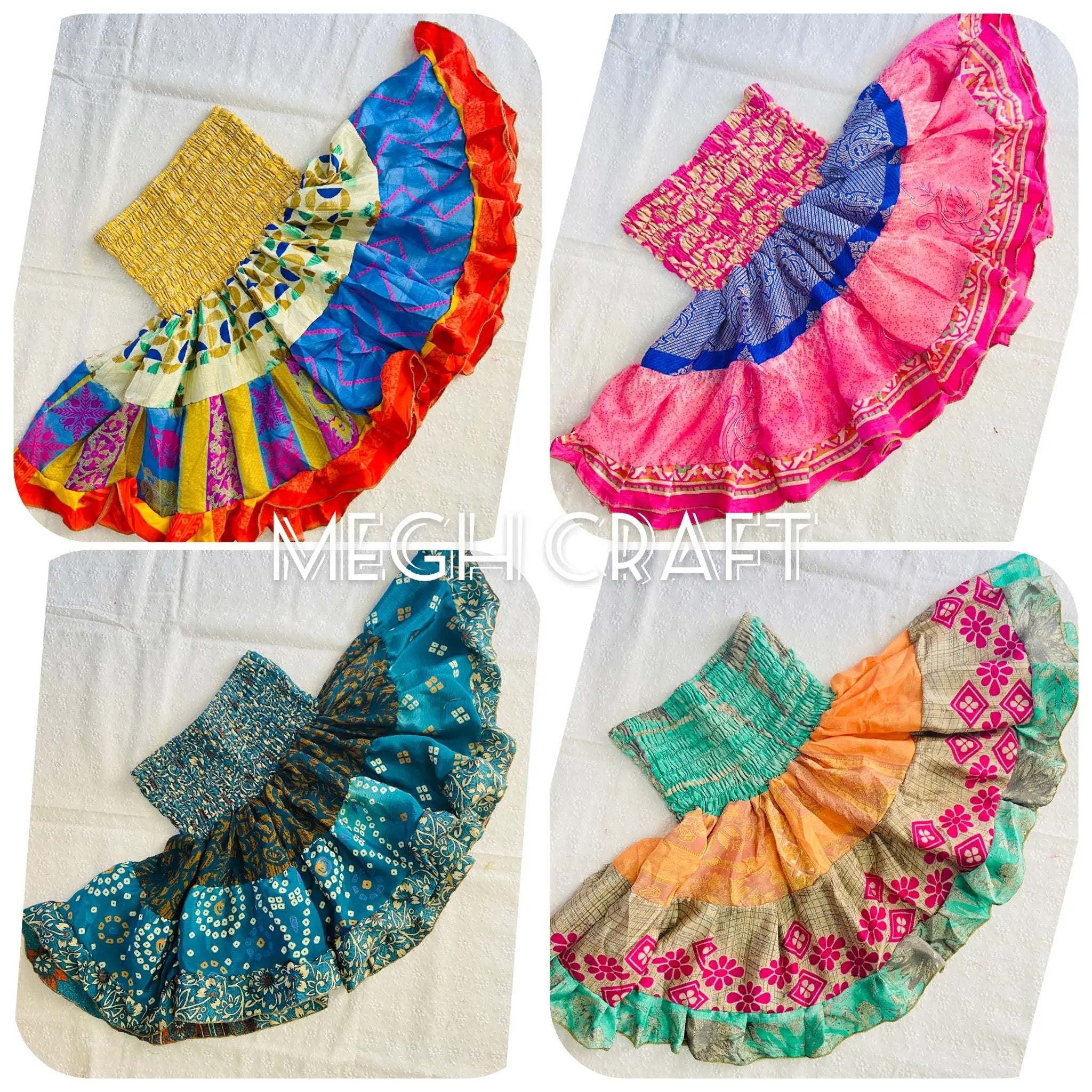 Wholesale Recycled Vintage Silk Sari Mini Skirt