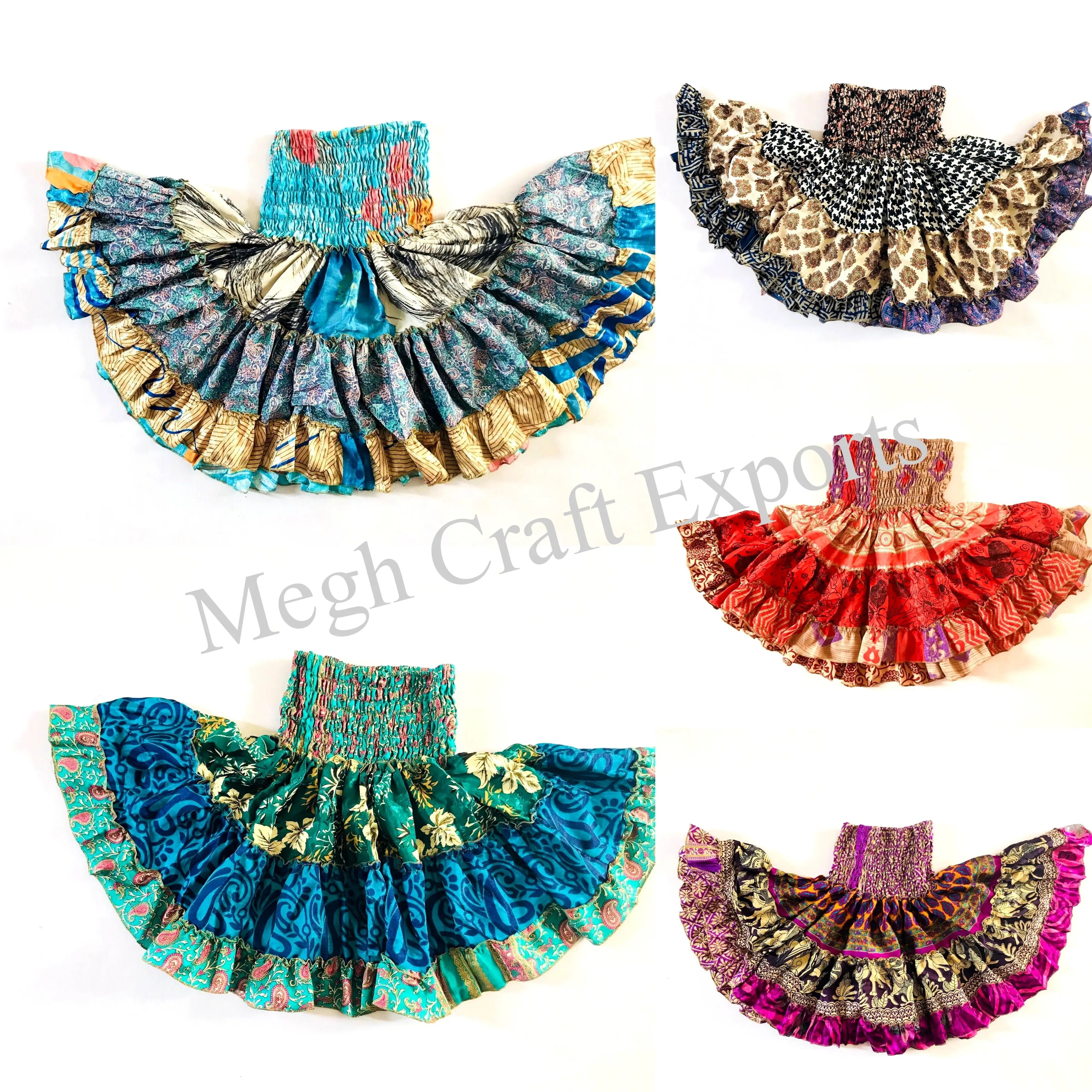 Wholesale Recycled Vintage Silk Sari Mini Skirt