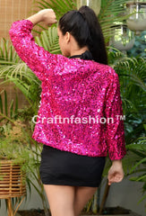 Party Wear Sequin Jacket Pink