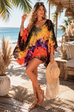 Tie Dye Kaftan Poncho Top | Boho Rayon Women's Top