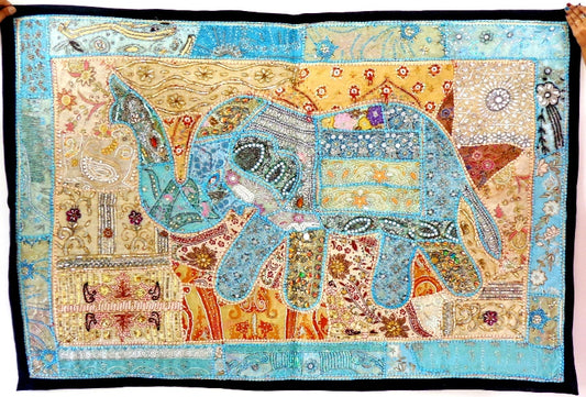Vintage Patchwork Elephant Tapestry