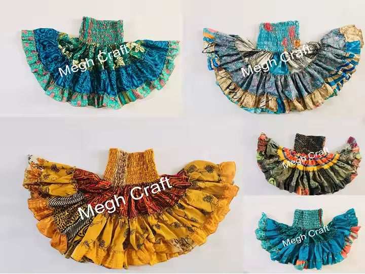 Wholesale Recycled Vintage Silk Sari Mini Skirt