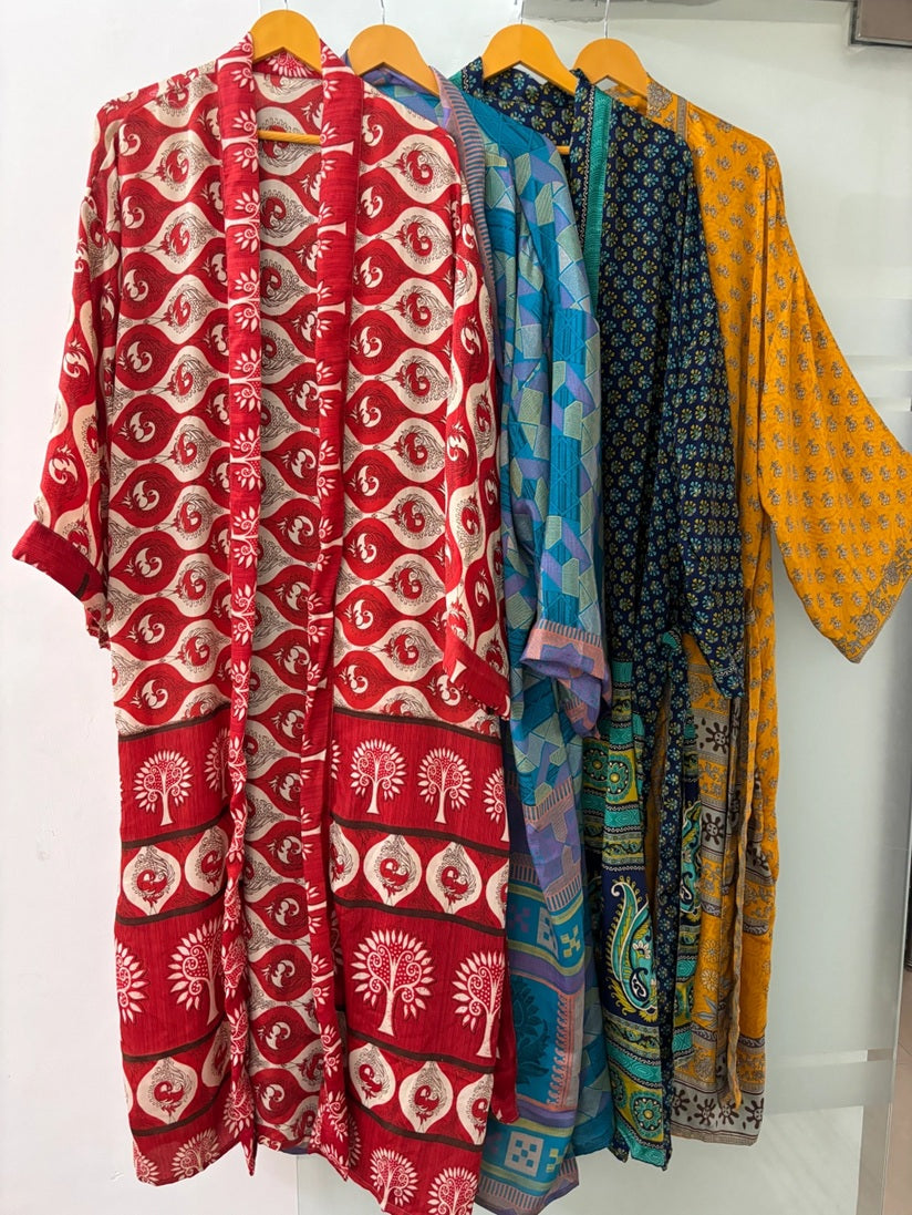 Wholesale Indian Vintage Silk Sari Kimono Robe
