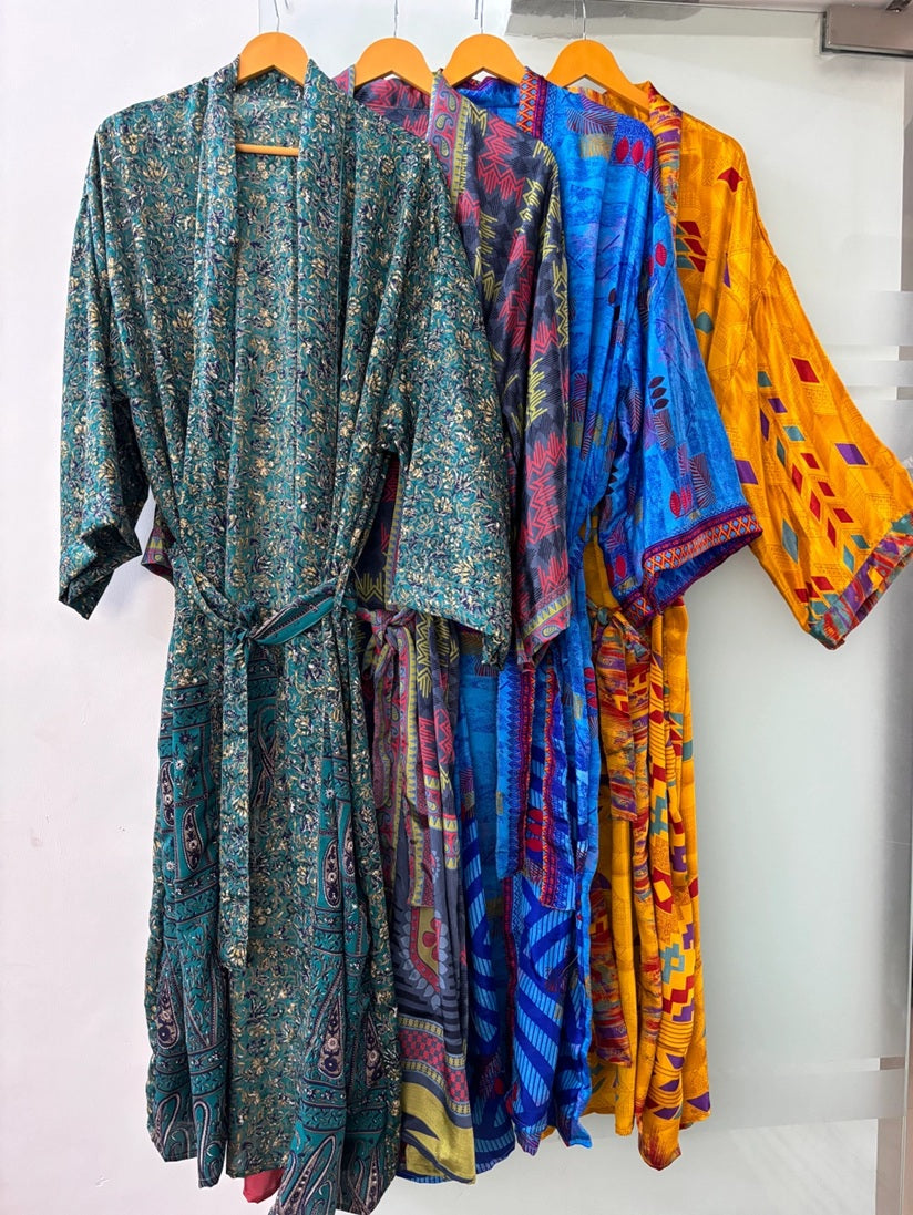 Wholesale Indian Vintage Silk Sari Kimono Robe