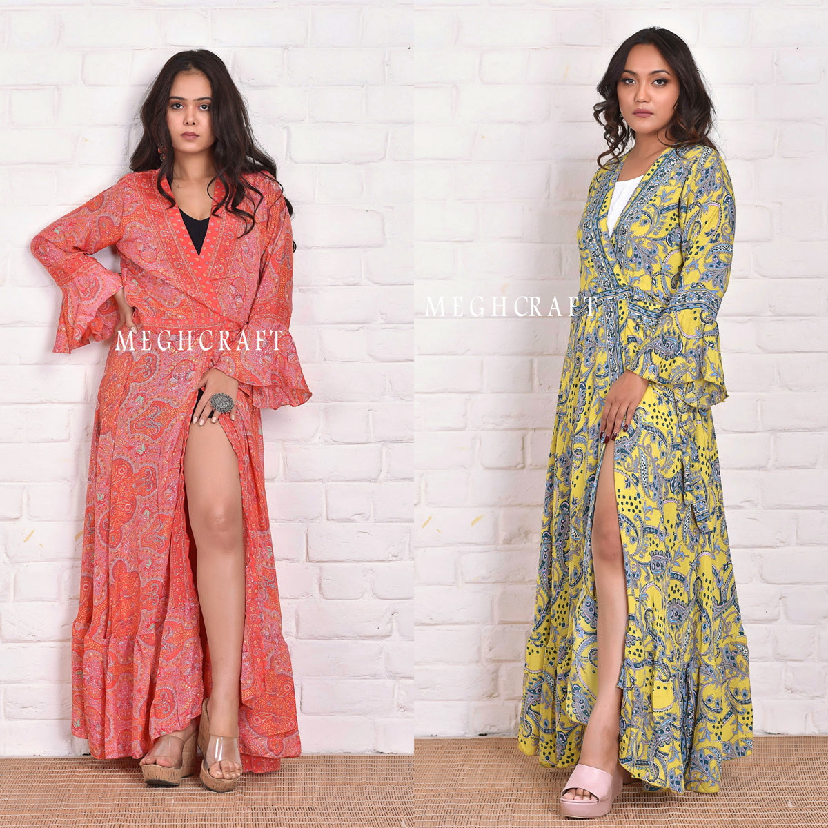 Wholesale Boho Silk Wrap Kimono Dress
