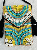 Jute Phone Pouch Clutch with Shell
