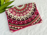 Pink Jute Boho clutch Bag