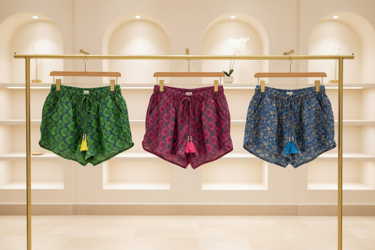 Wholesale Recycled Silk Sari Bermuda Shorts