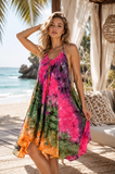 Tie Dye Halter Maxi Dress | Boho Rayon Women's Dress